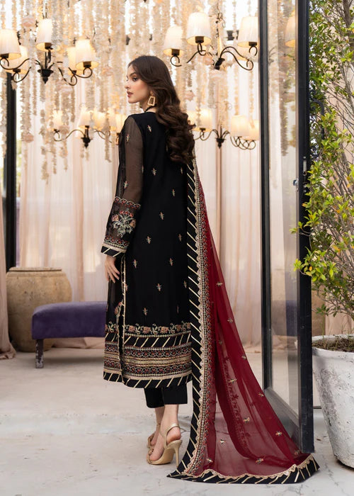 Seefa Black Straight-Cut Chiffon JLV226