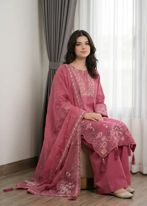EMB007 Embroidered Cotton Suit - 3 Piece