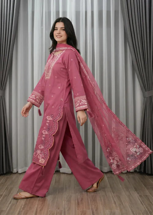 EMB007 Embroidered Cotton Suit - 3 Piece