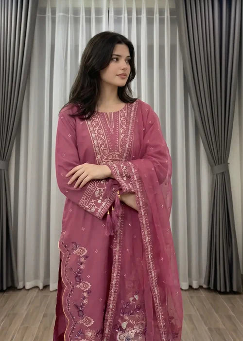 EMB007 Embroidered Cotton Suit - 3 Piece