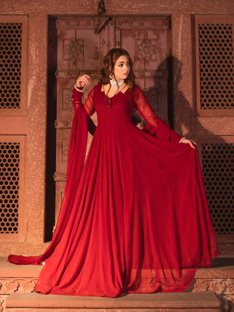 EMB004 Embellished Chiffon Pishwas Set - 3 Piece