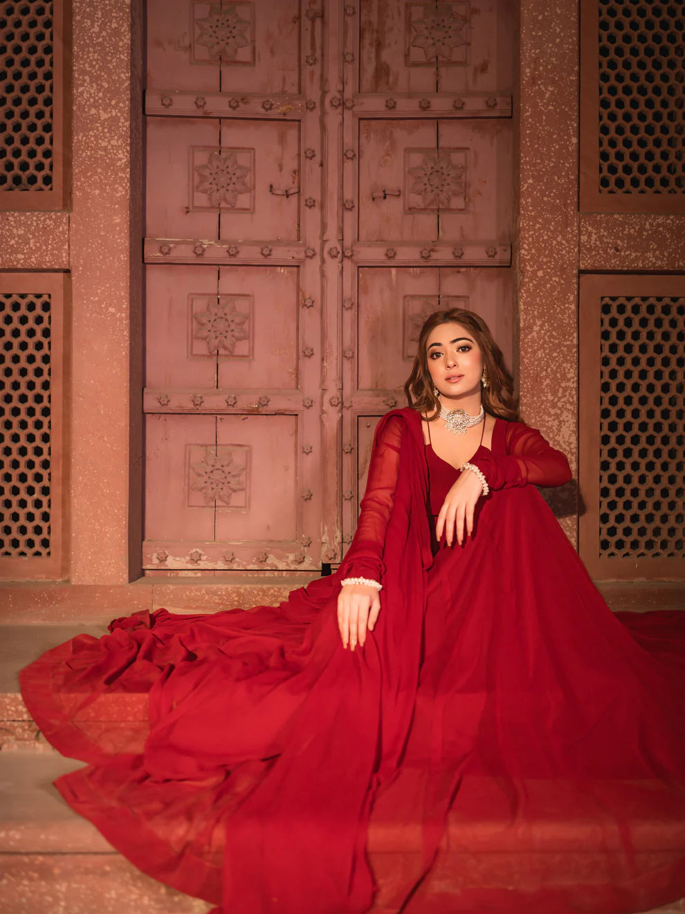 EMB004 Embellished Chiffon Pishwas Set - 3 Piece