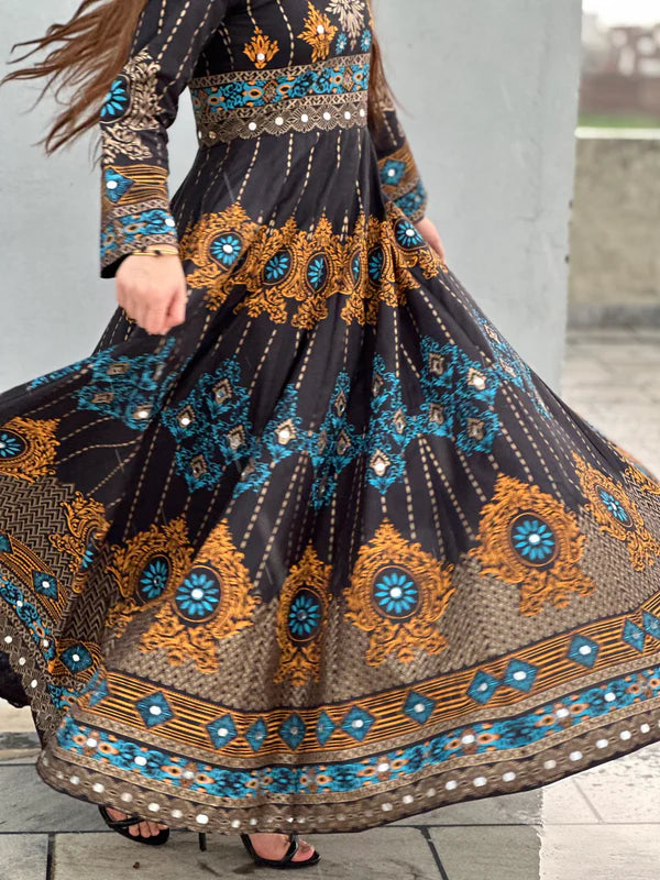 LDT103 Printed Flared Maxi & Trousers Set - 2 Piece