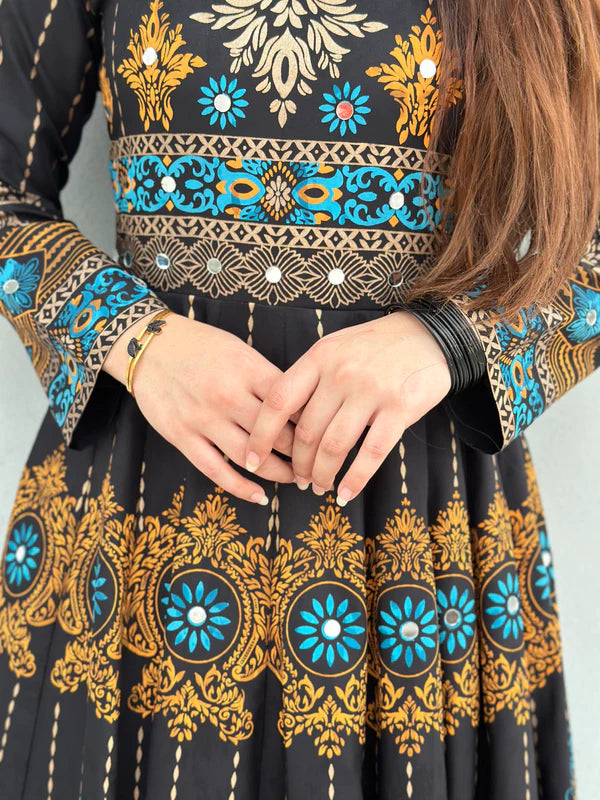LDT103 Printed Flared Maxi & Trousers Set - 2 Piece
