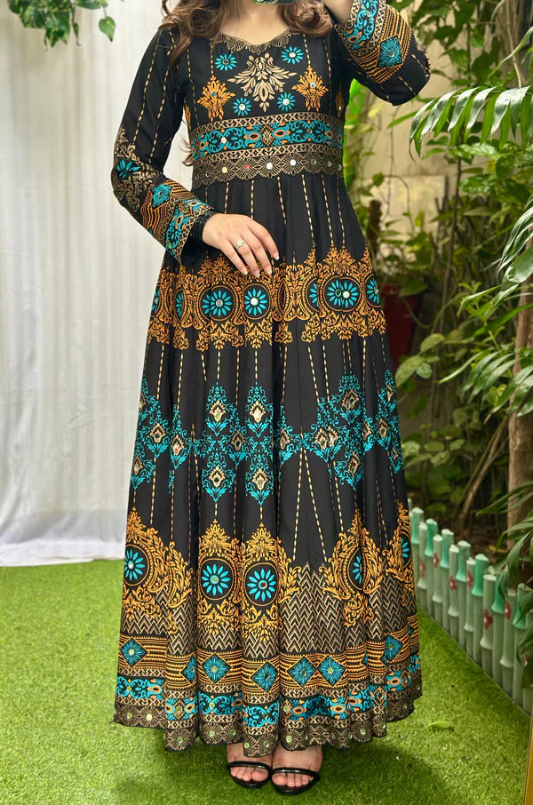 LDT103 Printed Flared Maxi & Trousers Set - 2 Piece