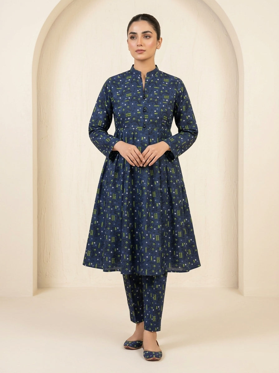 CLF079 Indigo Blue Frock Set 2 Piece
