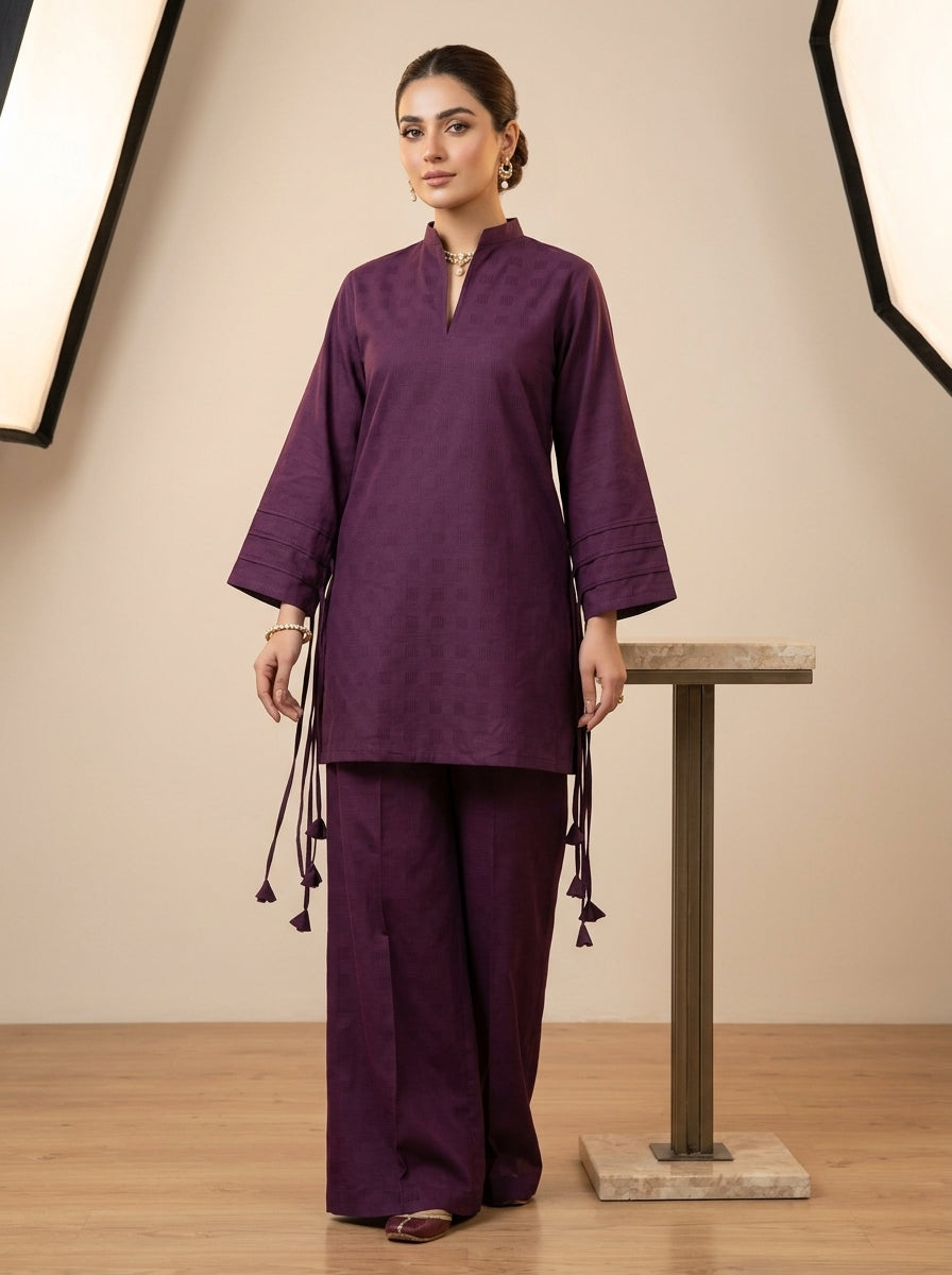 WJC025 Rich Plum Solid Cotton Jacquard (Winter)