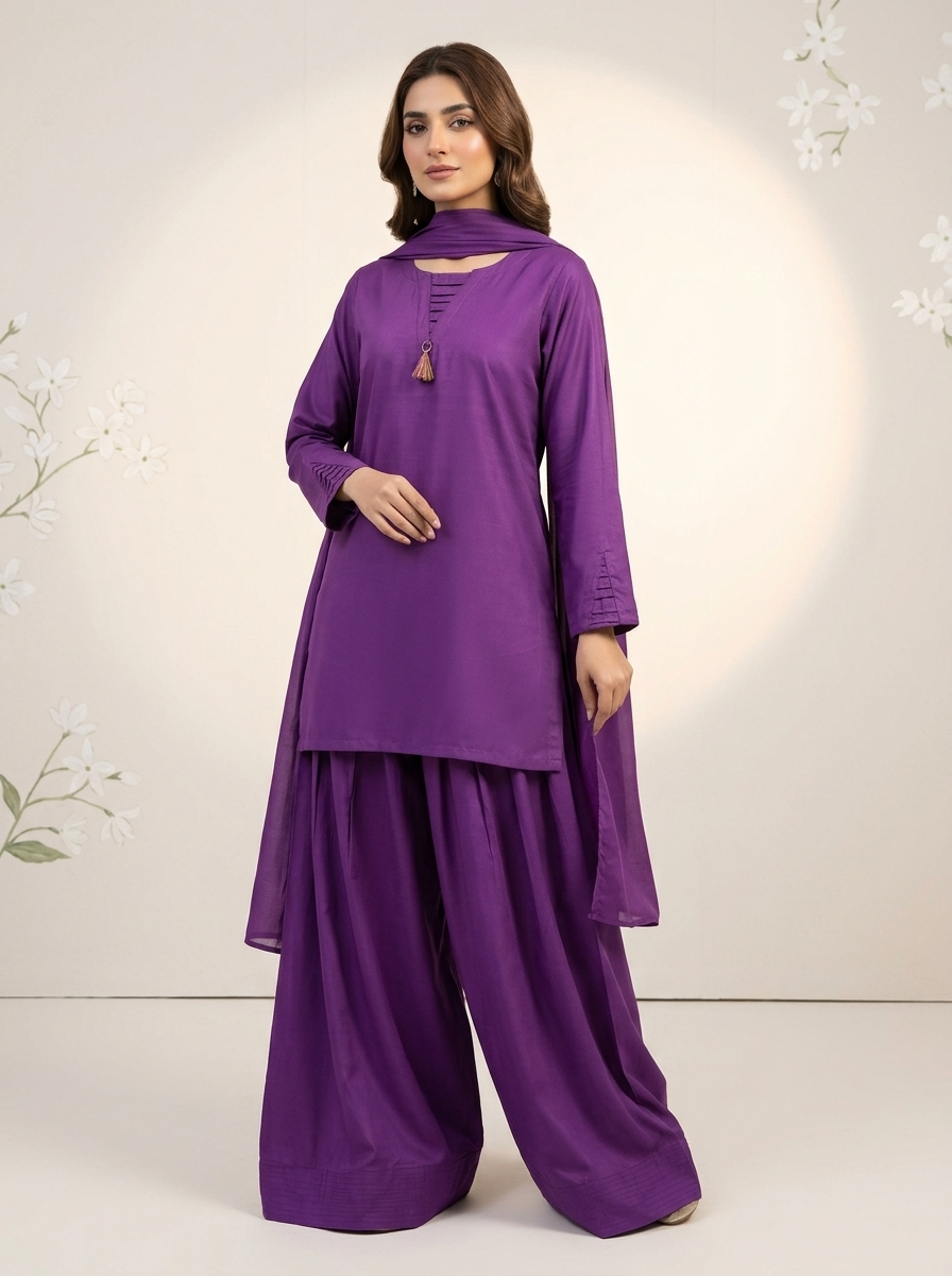 GLS011 Inaya - Royal Purple Linen 3-Piece
