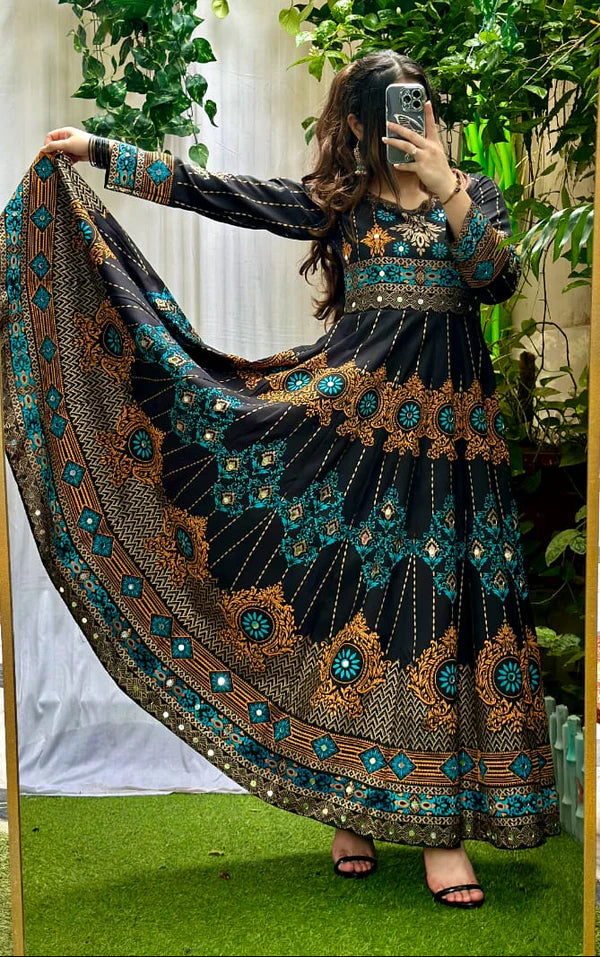 LDT103 Printed Flared Maxi & Trousers Set - 2 Piece