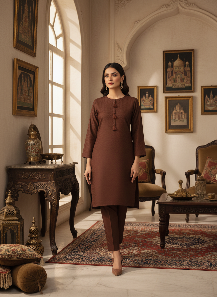 WJC011 Jacquard Khaddar 2 Piece Solid