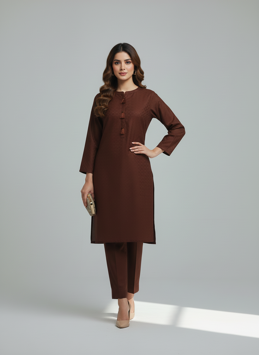 WJC011 Jacquard Khaddar 2 Piece Solid