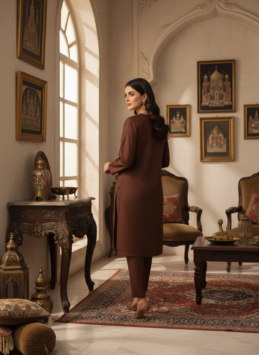 WJC011 Jacquard Khaddar 2 Piece Solid