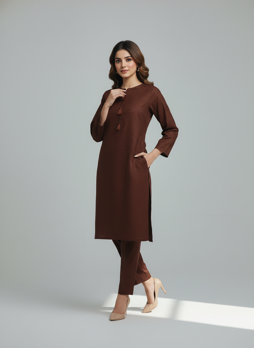 WJC011 Jacquard Khaddar 2 Piece Solid