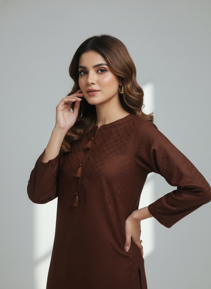 WJC011 Jacquard Khaddar 2 Piece Solid