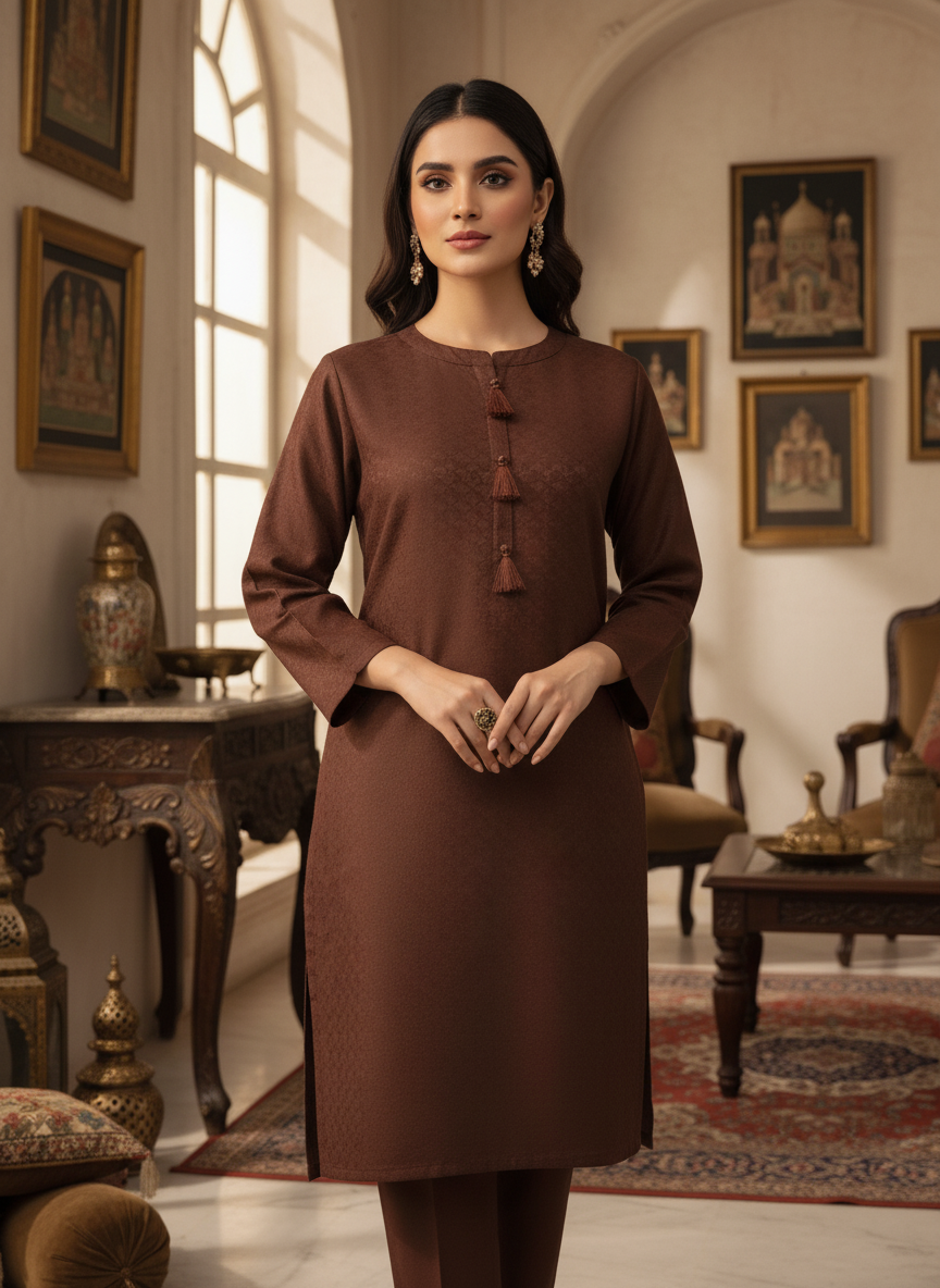 WJC011 Jacquard Khaddar 2 Piece Solid