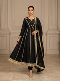 EMB003 Black Embellished Anarkali - 3 Piece