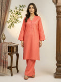GUL037 Peach Coral Solid Linen Co-Ord Set