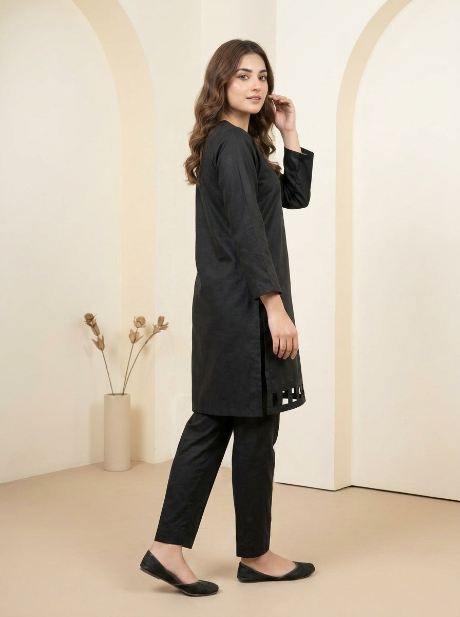 GUL039 Aira - Black Linen 2-Piece Set