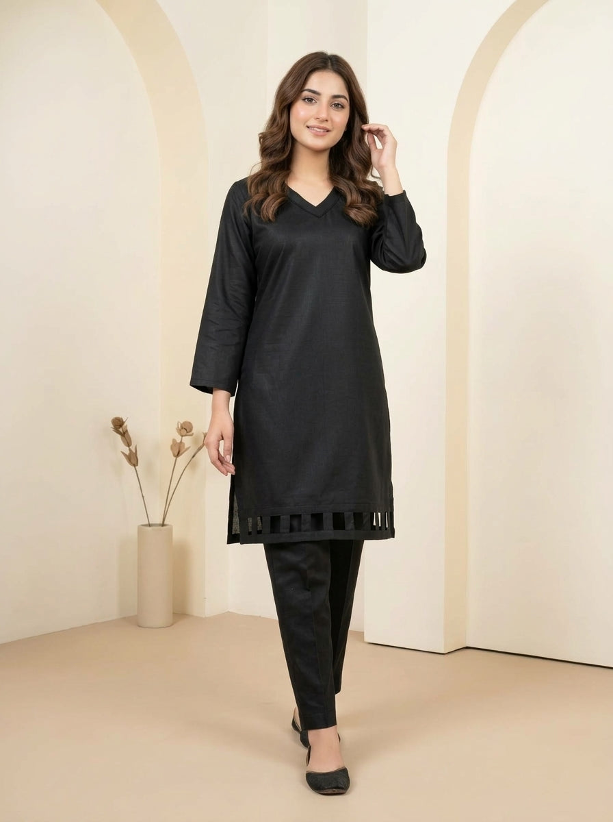 GUL039 Aira - Black Linen 2-Piece Set