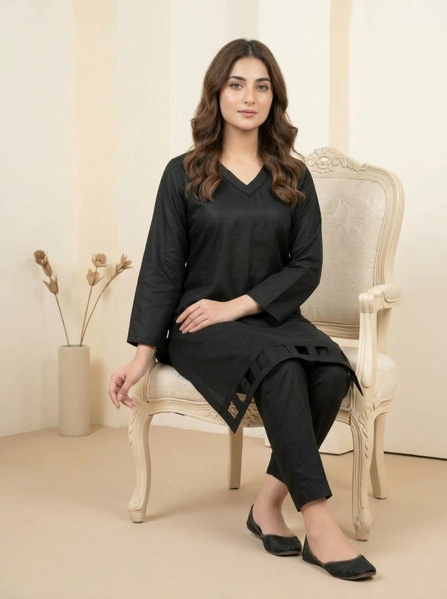 GUL039 Aira - Black Linen 2-Piece Set