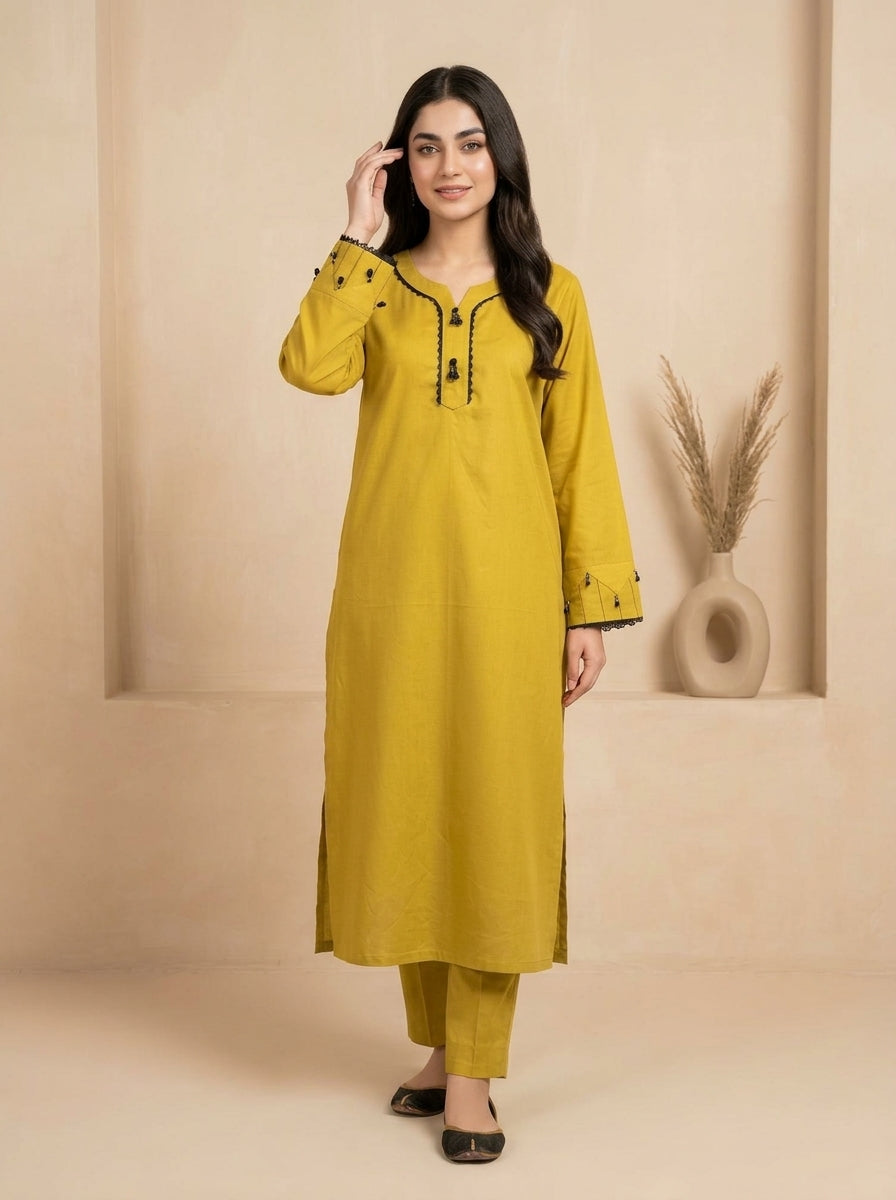 GUL040 Zoha - Mustard Soft Linen 2-Piece Set