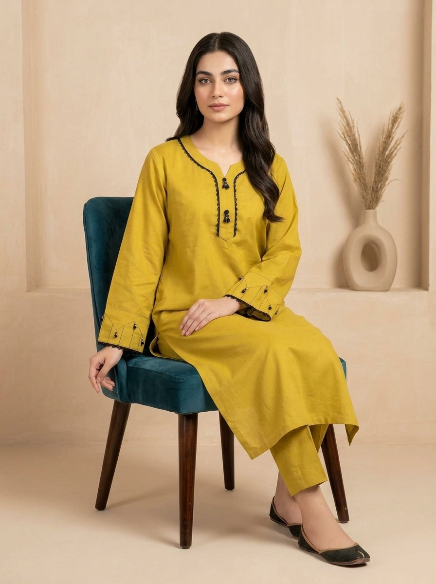 GUL040 Zoha - Mustard Soft Linen 2-Piece Set