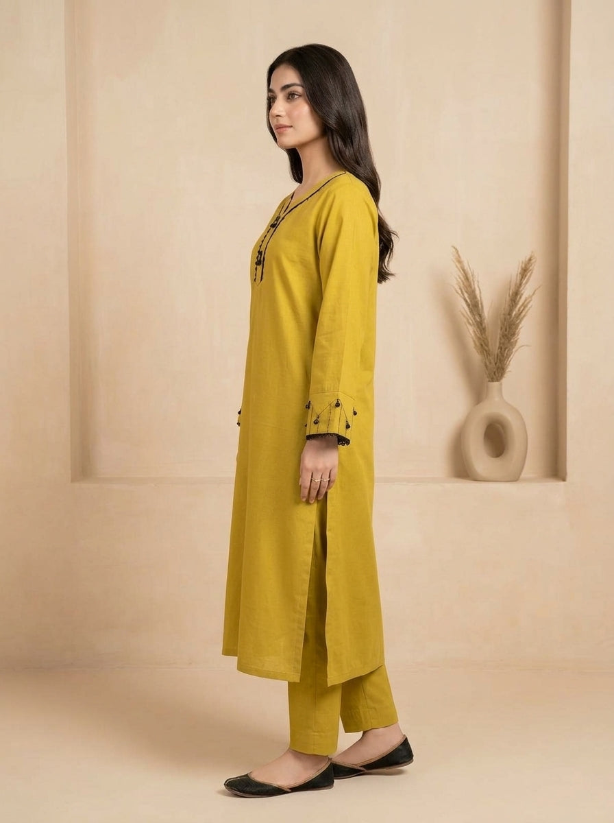 GUL040 Zoha - Mustard Soft Linen 2-Piece Set