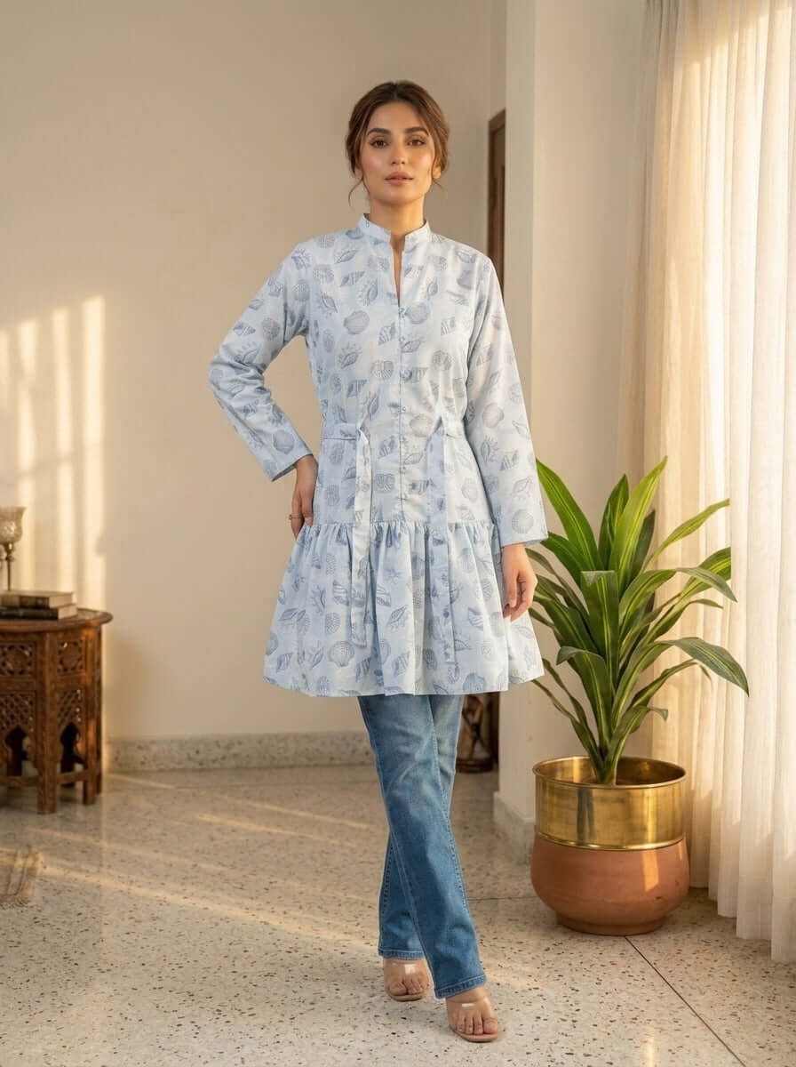 TOP1001 Printed Peplum Top 1 Piece