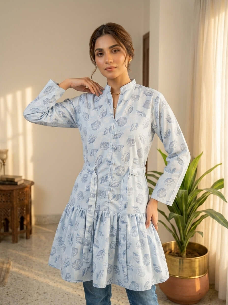 TOP1001 Printed Peplum Top 1 Piece