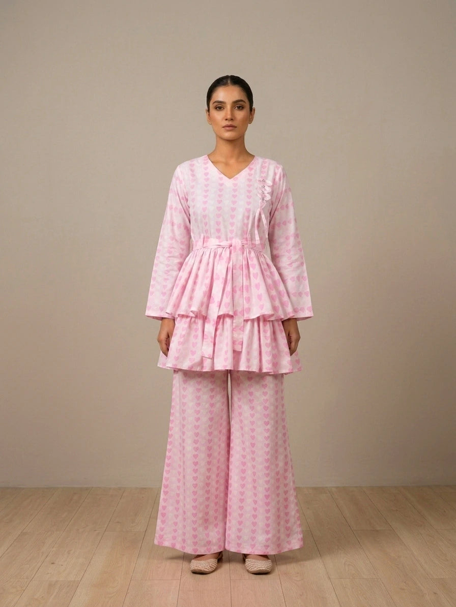 Luxury Micro-All Season Tiered Frock & Plazzo Set DRC030