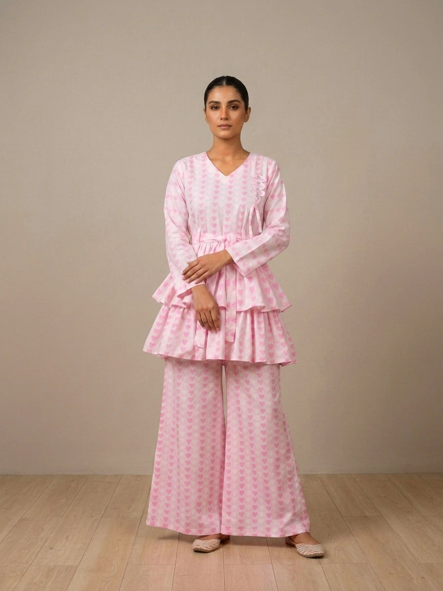 Luxury Micro-All Season Tiered Frock & Plazzo Set DRC030