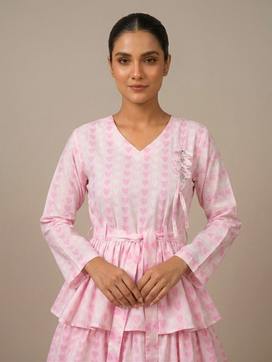 Luxury Micro-All Season Tiered Frock & Plazzo Set DRC030