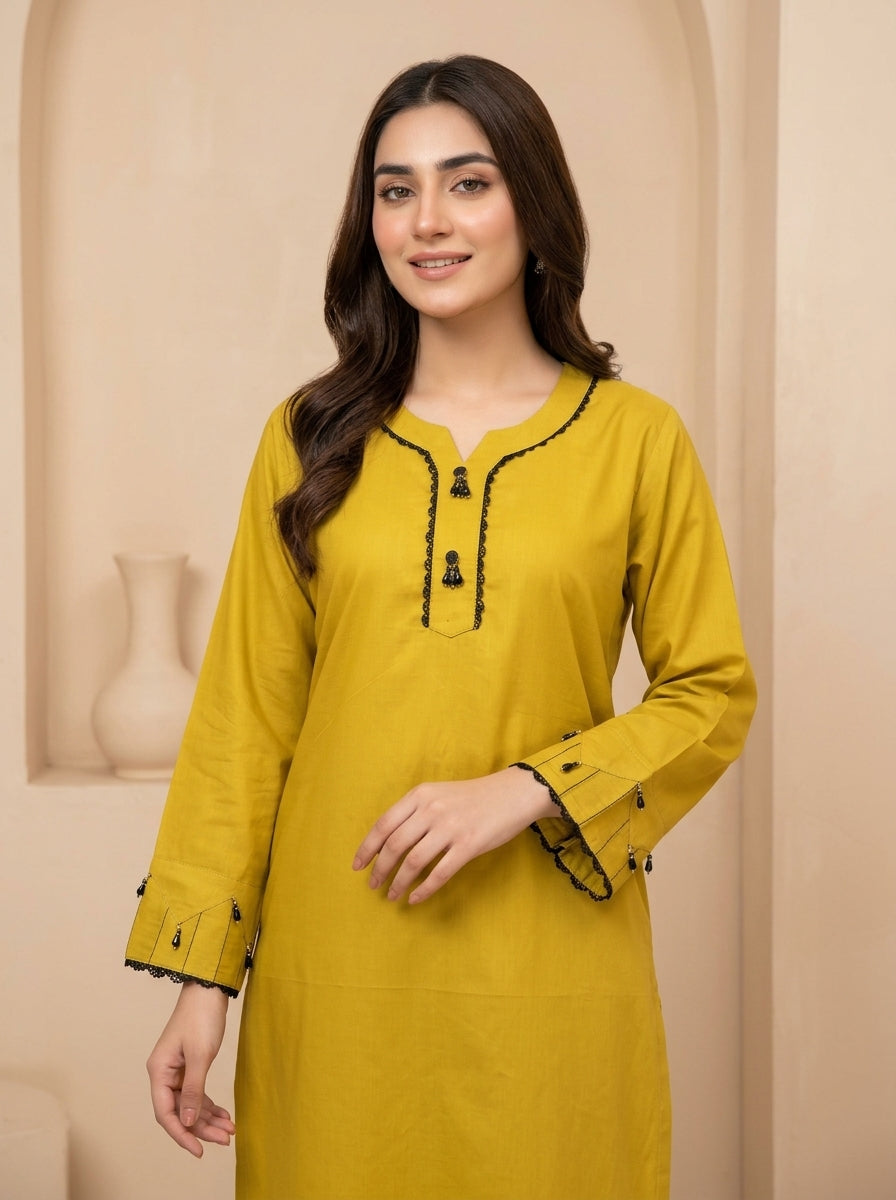GUL040 Zoha - Mustard Soft Linen 2-Piece Set