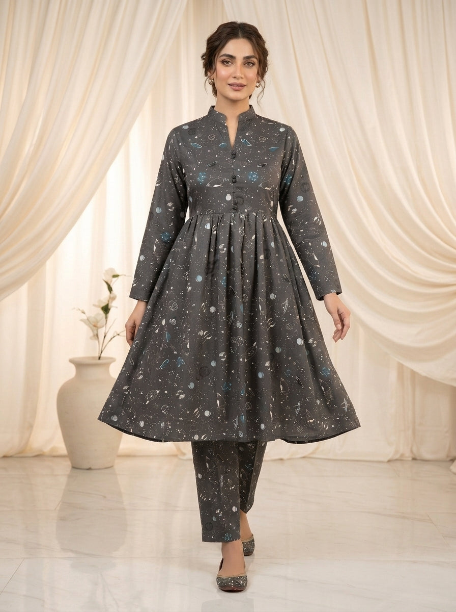 CLF077 2-Piece Stitched Frock Set
