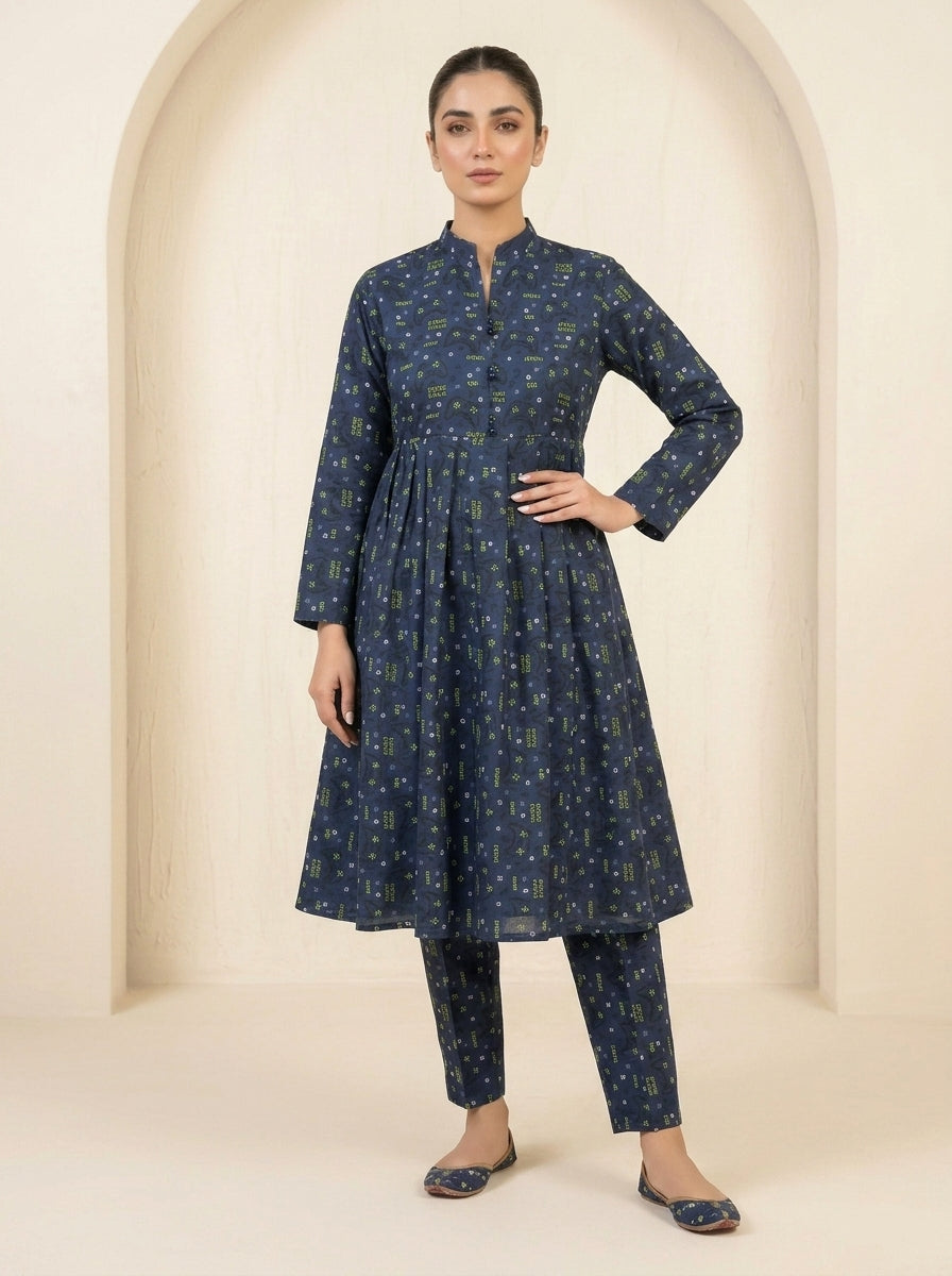 CLF079 Indigo Blue Frock Set 2 Piece