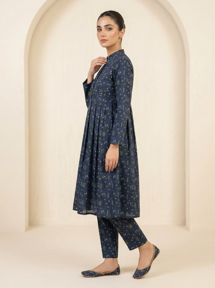 CLF079 Indigo Blue Frock Set 2 Piece
