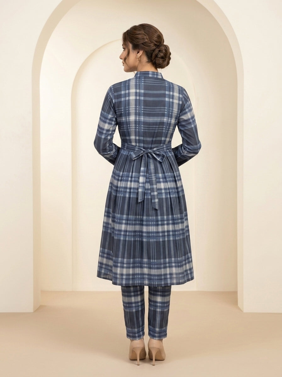 CLF081 Plaid Check Pleated Frock Set - 2 Piece