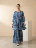 CLF082 Checkered Short Frock & Sharara Set