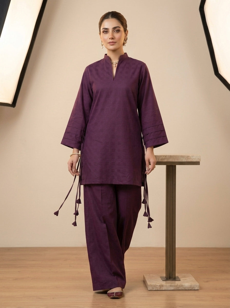 WJC025 Rich Plum Solid Cotton Jacquard (Winter)