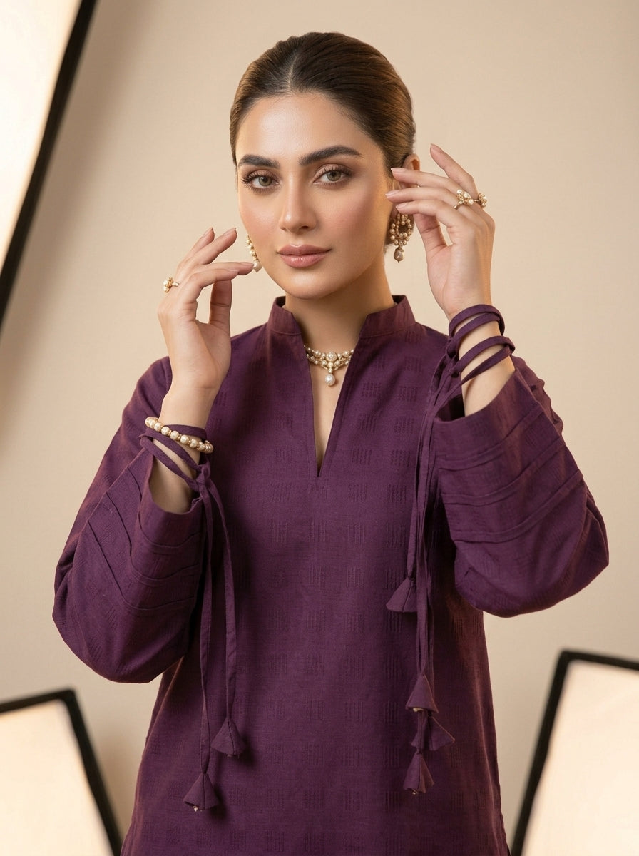 WJC025 Rich Plum Solid Cotton Jacquard (Winter)