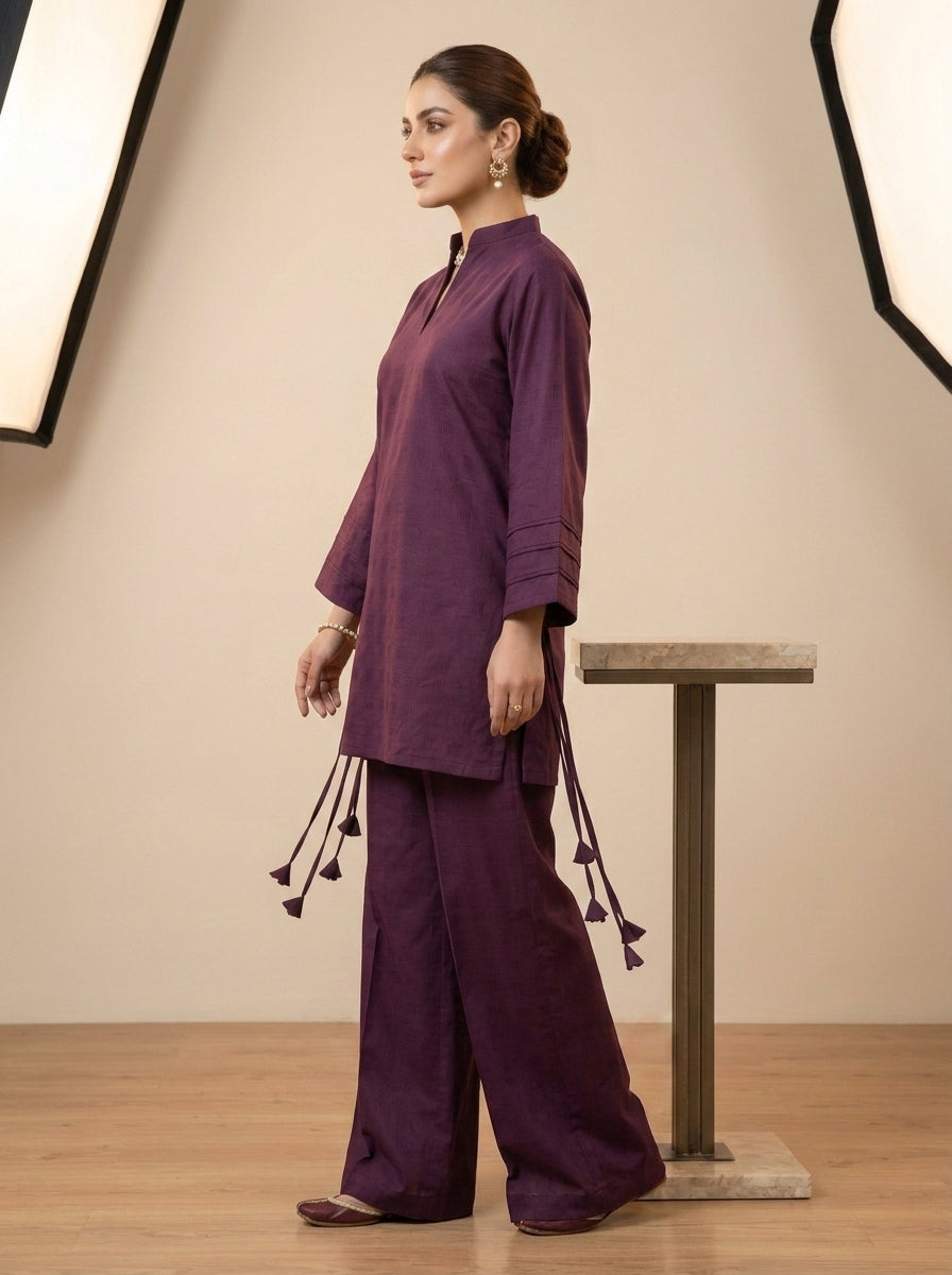 WJC025 Rich Plum Solid Cotton Jacquard (Winter)