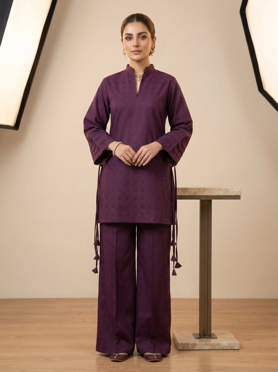 WJC025 Rich Plum Solid Cotton Jacquard (Winter)