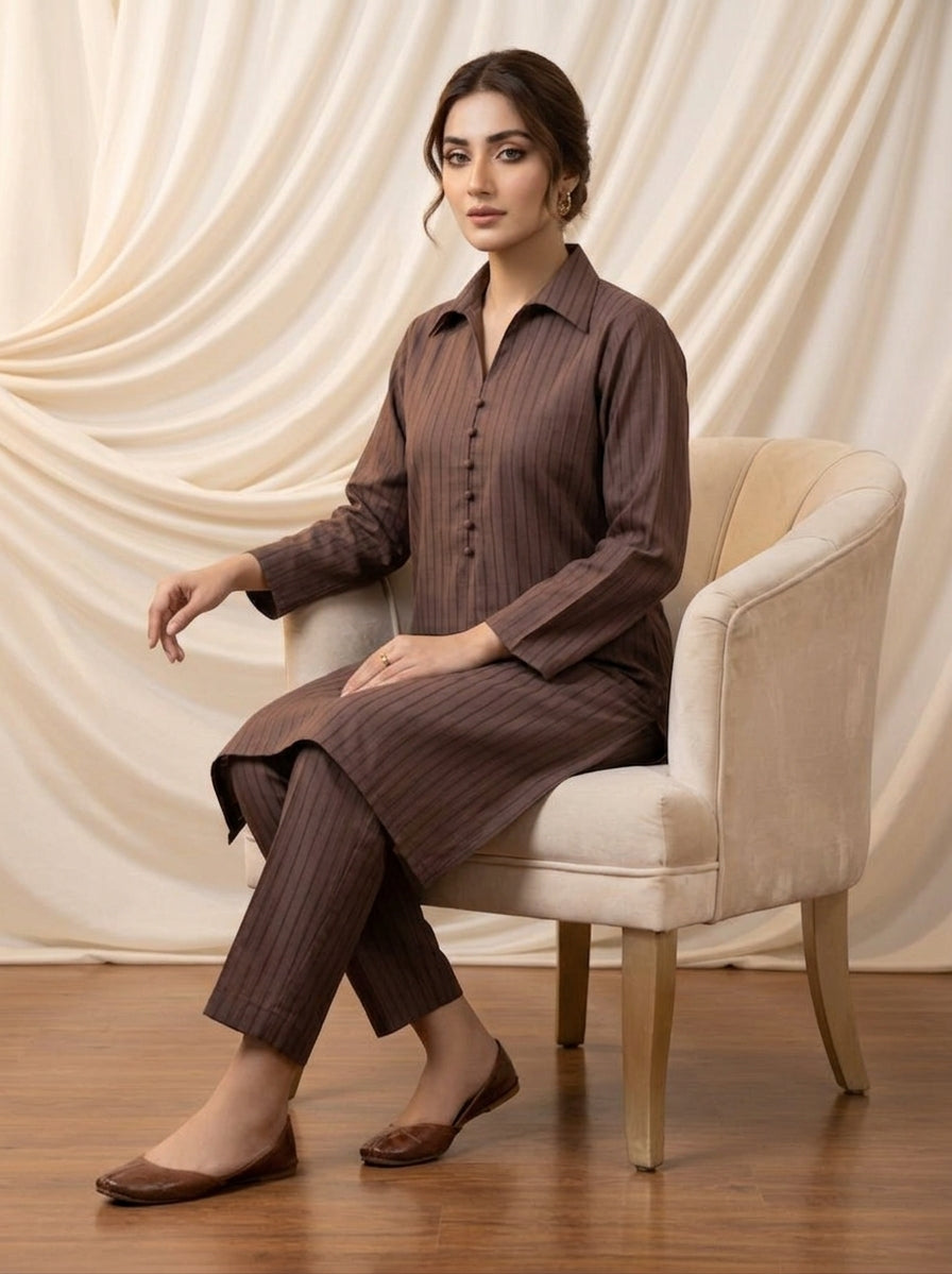 WJC027 Collar Neck Self-Striped Jacquard Suit