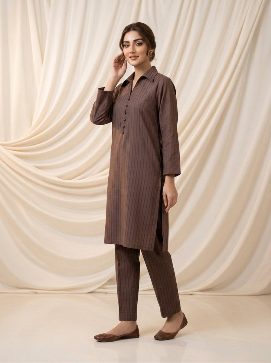 WJC027 Collar Neck Self-Striped Jacquard Suit