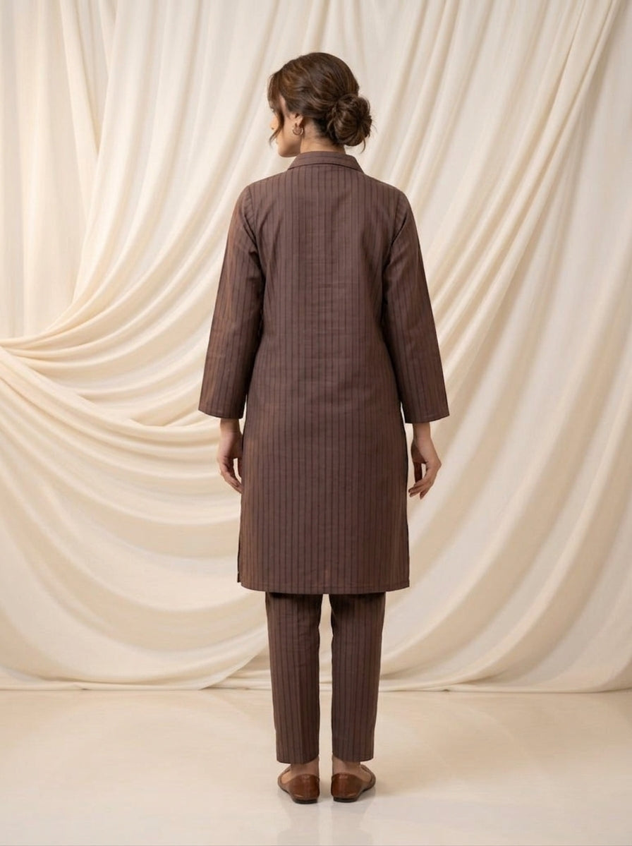 WJC027 Collar Neck Self-Striped Jacquard Suit
