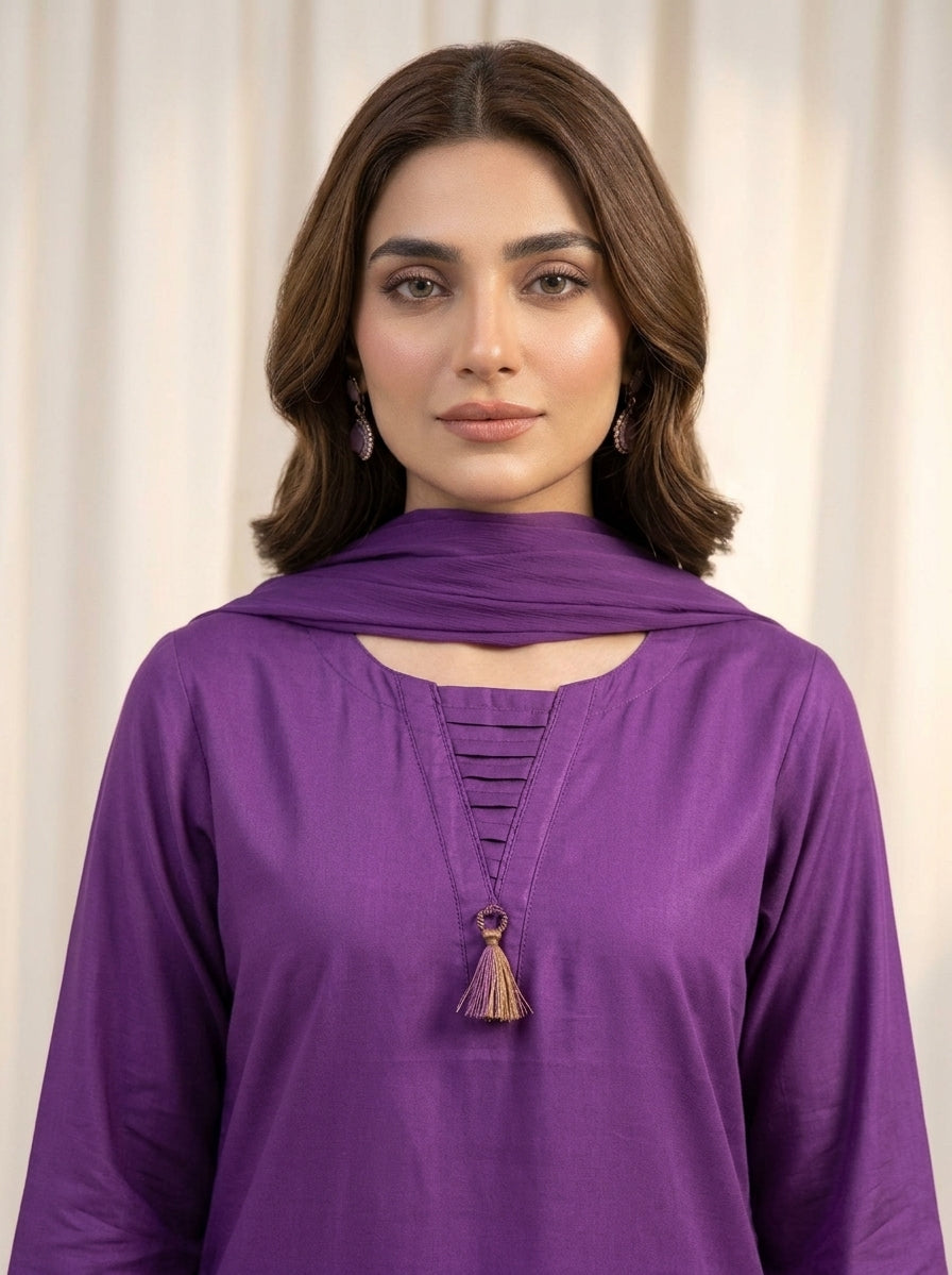 GLS011 Inaya - Royal Purple Linen 3-Piece