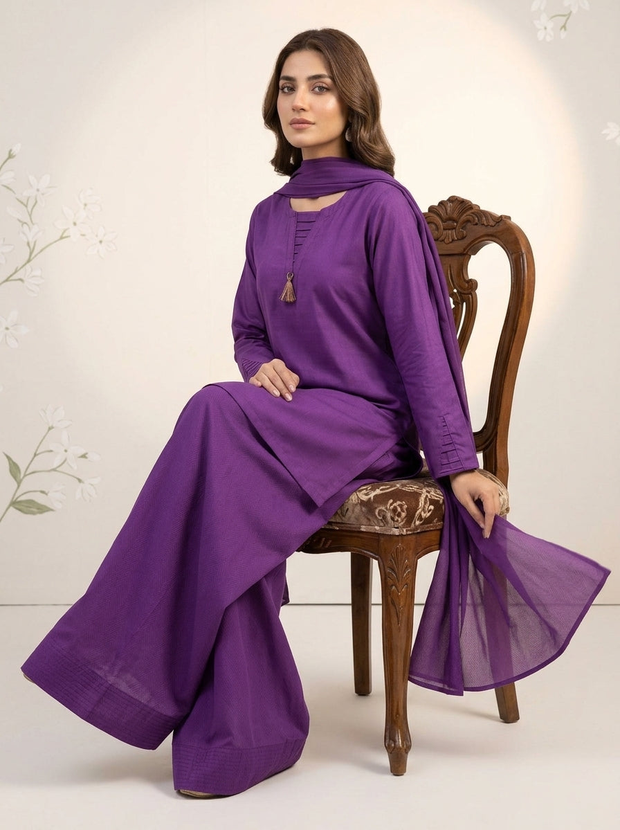 GLS011 Inaya - Royal Purple Linen 3-Piece