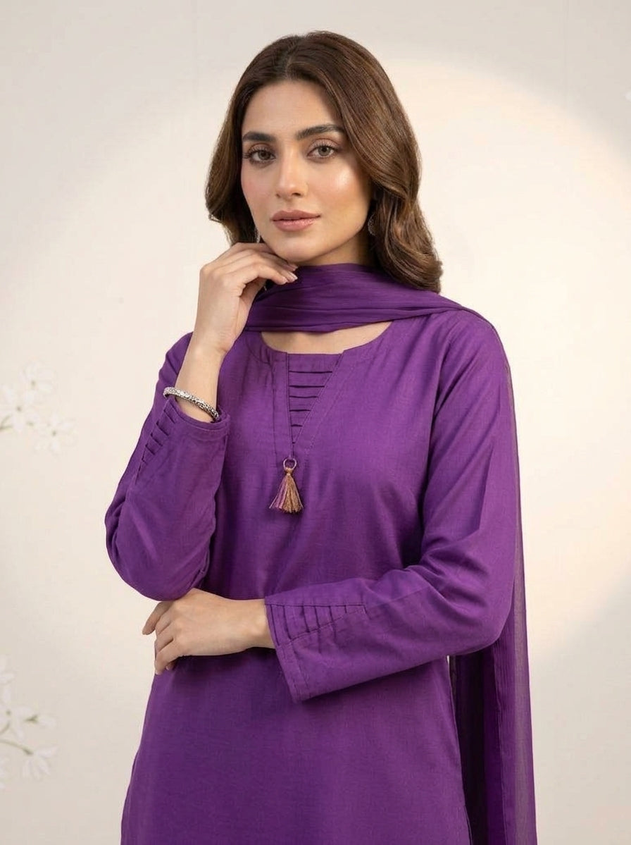 GLS011 Inaya - Royal Purple Linen 3-Piece