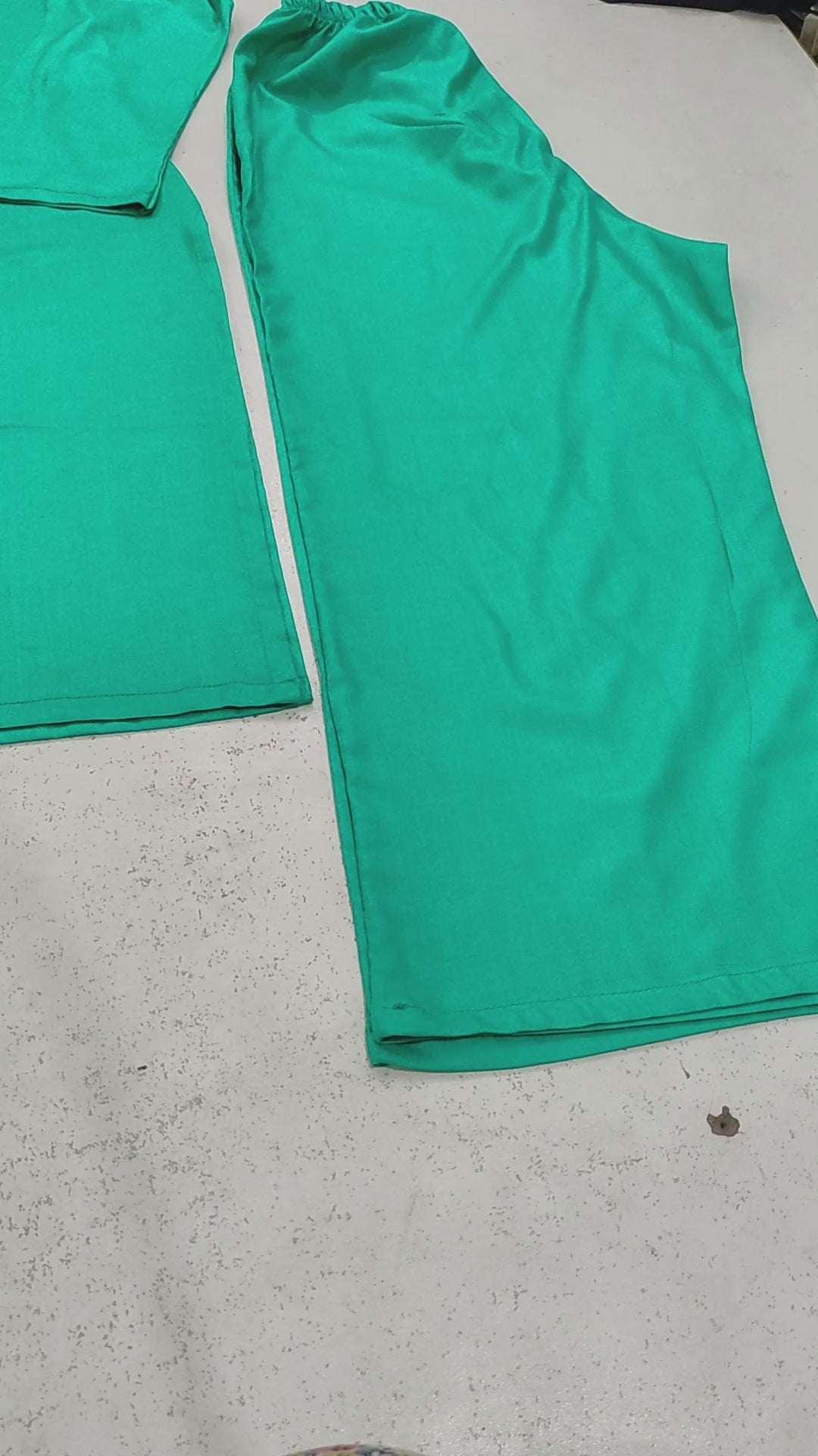 GUL044 Areesha - Bright Mint Green  Linen 2-Piece Set